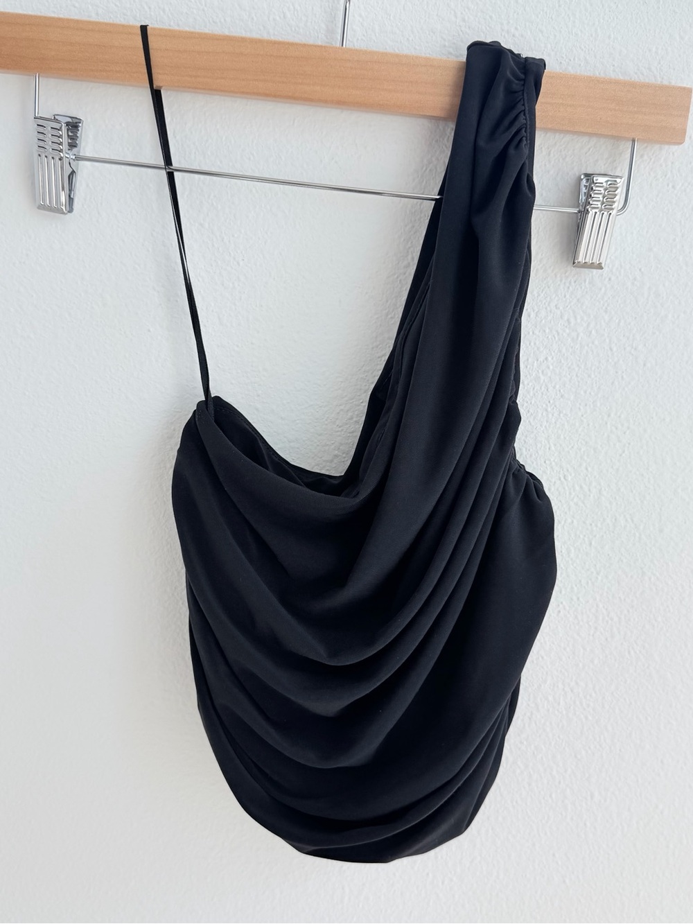Express Black One Shoulder Draped Cowl Neck